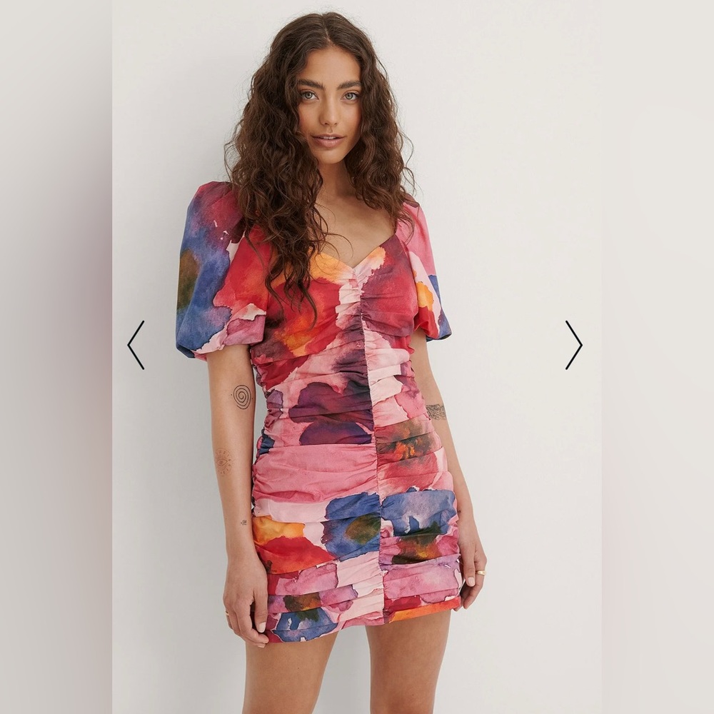 NA-KD Fashion Organic Gathered Mini Cotton Dress